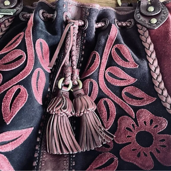 Lockheart Large Floral Suede Shoulder Bag - Picture 3 of 14